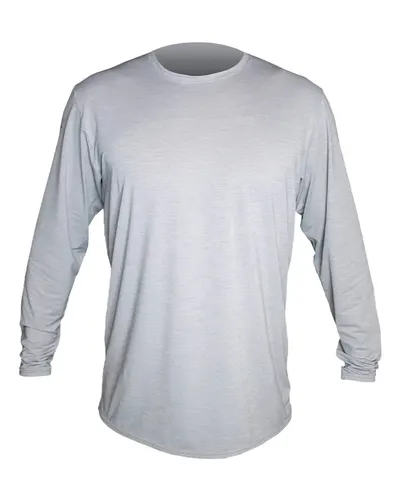 ANETIK MLPRL8 Men's Low Pro Tech Long Sleeve T-Shirt in Alloy Heathered — blank long sleeve tee, front view