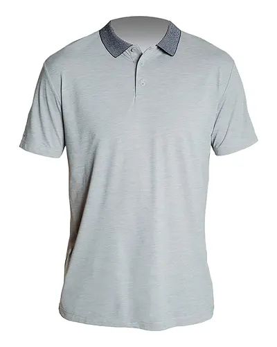 ANETIK MPTNTS0 Men's Transit Tech Polo in Alloy Heathered — blank polo, front view