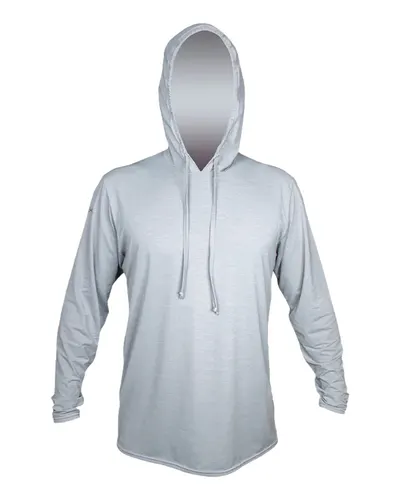 ANETIK MVLPRH8 Men's Low Pro Tech Hooded Long Sleeve T-Shirt in Alloy Heathered — blank hooded sweatshirt, front view