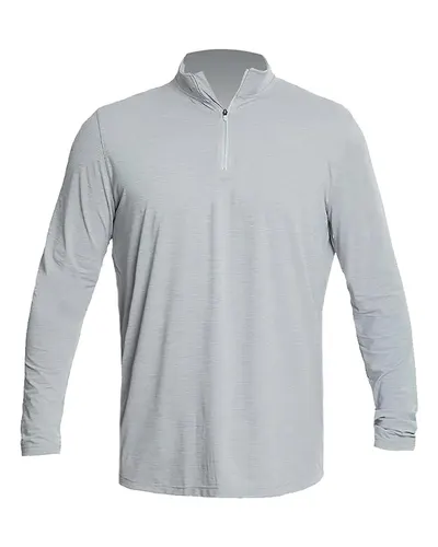 ANETIK MVQTRL9 Men's Low Pro Quarter-Zip Pullover in Alloy Heathered — blank garment, front view