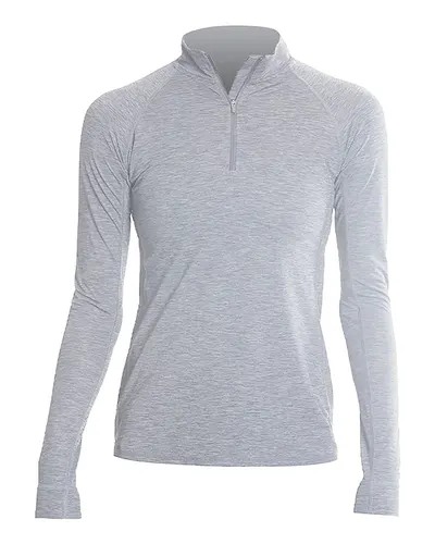 ANETIK WSFLTL0 Women's Flight Tech Quarter-Zip Pullover in Alloy Heathered — blank garment, front view
