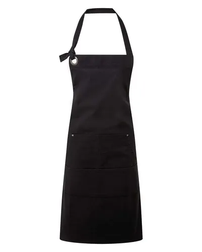 Artisan Collection by Reprime RP137 Calibre Heavy Cotton Canvas Pocket Apron in Black — blank garment, front view