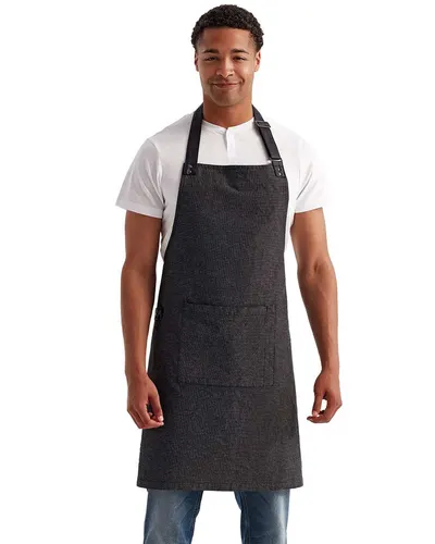 Artisan Collection by Reprime RP144 Annex Oxford Bib Apron in Black — blank woven shirt, front view