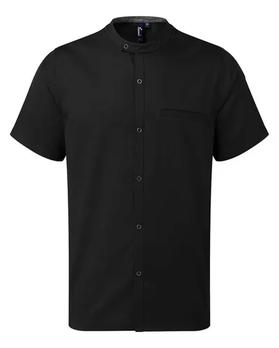 Artisan Collection by Reprime RP904 Men's Chef Recycled Shirt in Black — blank garment, front view