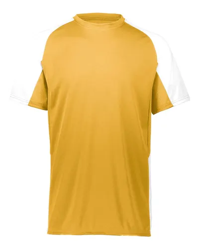 Augusta Sportswear 1518 Youth Cutter Jersey in Athletic Gold/ White — blank t-shirt, front view