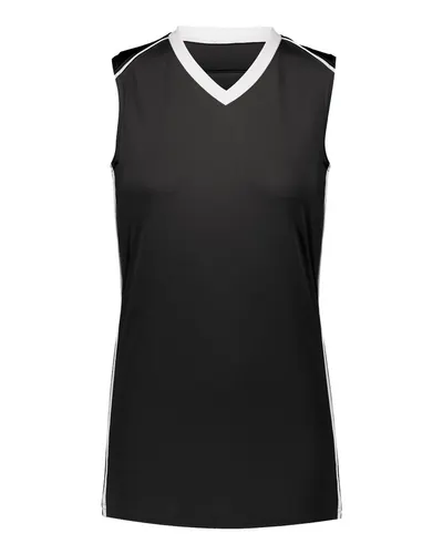 Augusta Sportswear 1688 Girls' Rover Jersey in Black/ White — blank t-shirt, front view