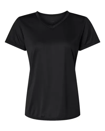 Augusta Sportswear 1790 Women's Nexgen Performance V-Neck T-Shirt in Black — blank t-shirt, front view