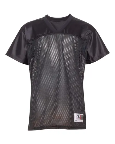 Augusta Sportswear 250 Women's Junior Fit Stadium Replica Football Jersey in Black — blank t-shirt, front view