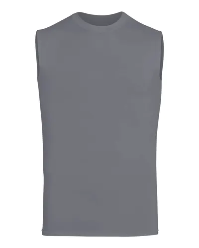 Augusta Sportswear 2602 Unisex Hyperform Sleeveless Compression Shirt in Graphite — blank tank top, front view