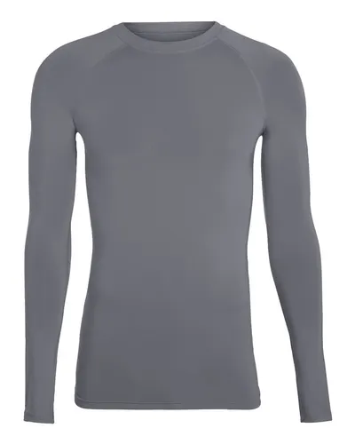 Augusta Sportswear 2604 Unisex Hyperform Compression Long Sleeve Shirt in Graphite — blank garment, front view