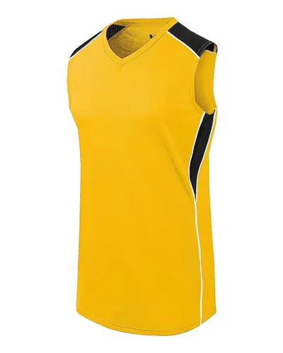 Augusta Sportswear 312162 Women's Dynamite Jersey in Athletic Gold/ Black/ White — blank t-shirt, front view
