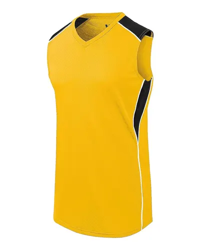 Augusta Sportswear 312163 Girls' Dynamite Jersey in Athletic Gold/ Black/ White — blank t-shirt, front view
