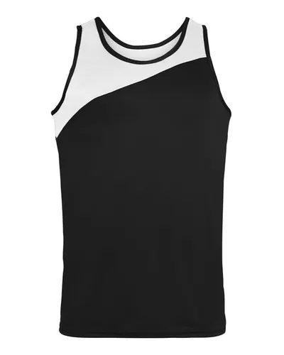 Augusta Sportswear 352 Men's Accelerate Jersey in Black/ White — blank t-shirt, front view