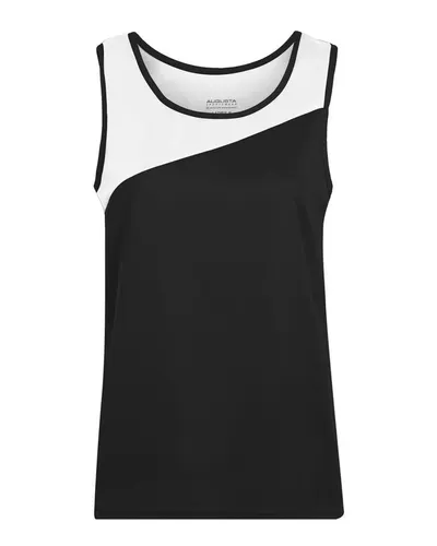 Augusta Sportswear 354 Women's Accelerate Jersey in Black/ White — blank t-shirt, front view