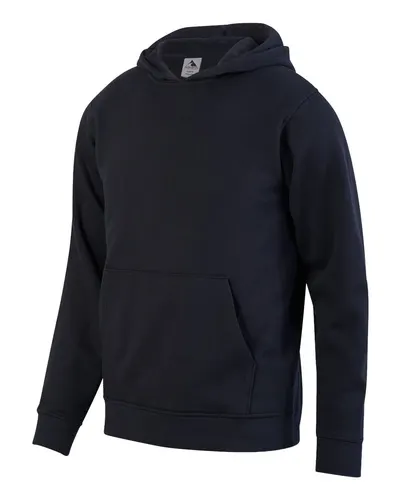 Augusta Sportswear 5415 Youth 60/40 Fleece Hooded Sweatshirt in Black — blank hooded sweatshirt, front view