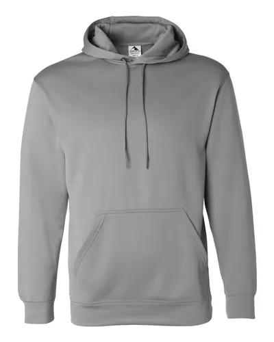 Augusta Sportswear 5505 Men's Wicking Fleece Hooded Sweatshirt in Athletic Grey — blank hooded sweatshirt, front view