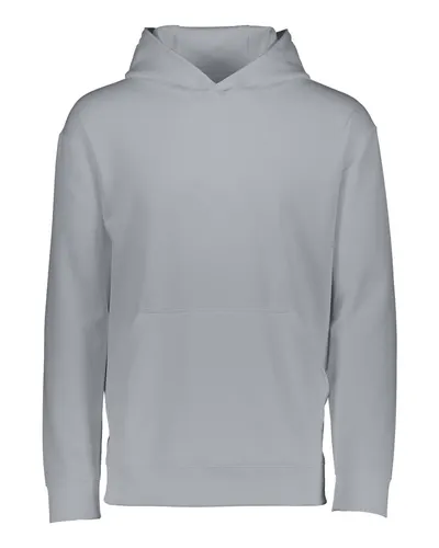 Augusta Sportswear 5506 Youth Wicking Fleece Hooded Sweatshirt in Athletic Grey — blank hooded sweatshirt, front view