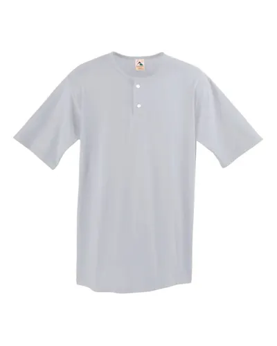 Augusta Sportswear 580 Men's Two-Button Baseball Jersey in Ash — blank t-shirt, front view