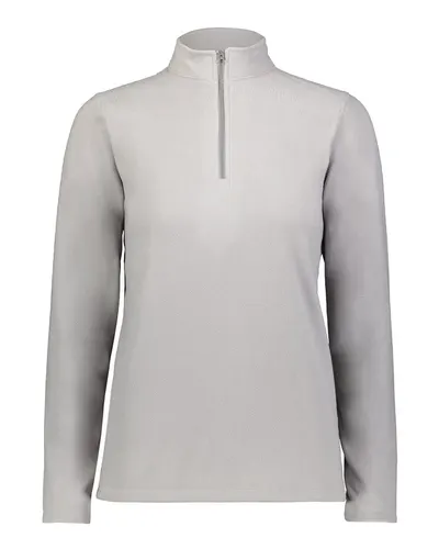 Augusta Sportswear 6864 Women's Eco Revive™ Micro-Lite Fleece Quarter-Zip Pullover in Athletic Grey — blank fleece pullover, front view