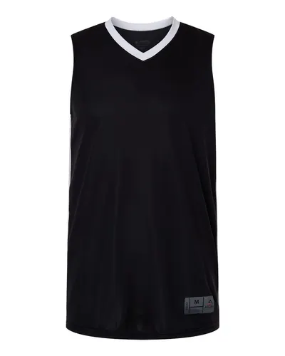 Augusta Sportswear 6886 Men's Match-Up Basketball Jersey in Black/ White — blank t-shirt, front view