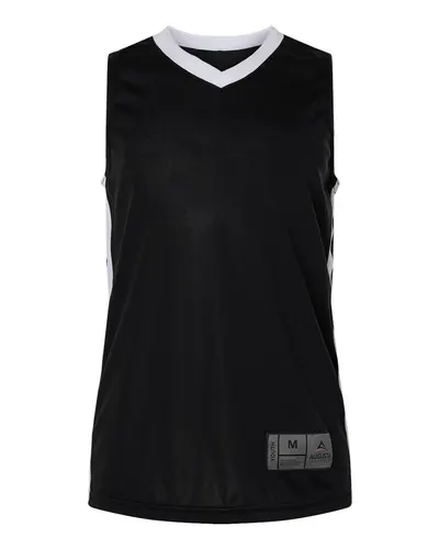 Augusta Sportswear 6887 Youth Match-Up Basketball Jersey in Black/ White — blank t-shirt, front view