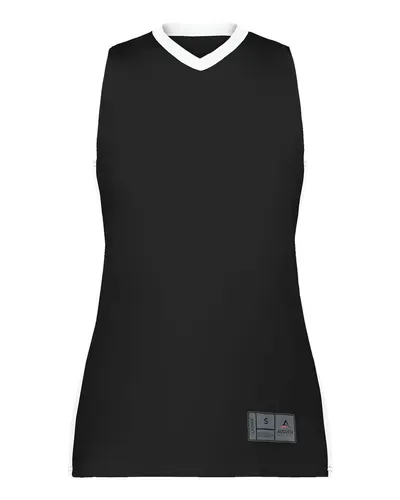 Augusta Sportswear 6888 Women's Match-Up Basketball Jersey in Black/ White — blank t-shirt, front view