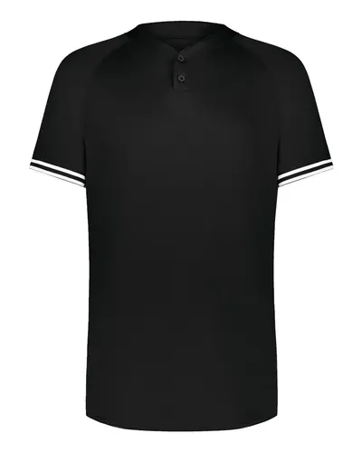 Augusta Sportswear 6905 Men's Cutter Henley Jersey in Black/ White — blank t-shirt, front view