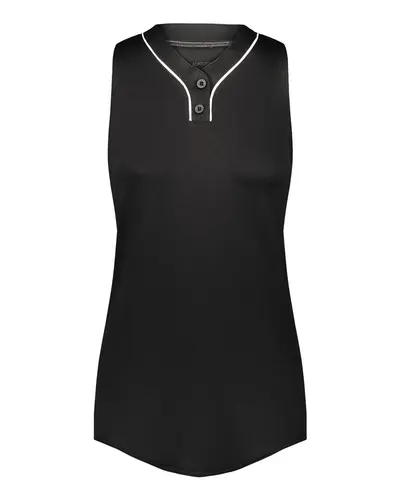 Augusta Sportswear 6913 Women's Cutter Jersey in Black/ White — blank t-shirt, front view
