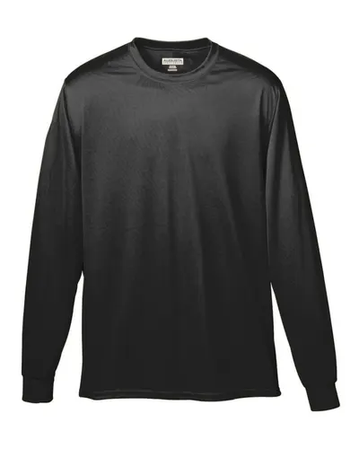 Augusta Sportswear 789 Youth Nexgen Performance Long Sleeve T-Shirt in Black — blank long sleeve tee, front view