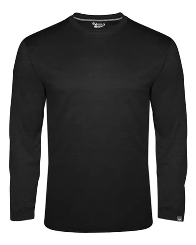 Badger 1001 Men's FitFlex Performance Long Sleeve T-Shirt in Black — blank long sleeve tee, front view