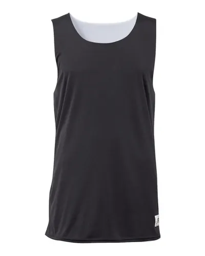 Badger 2129 Youth B-Core Reversible Tank Top in Black/ White — blank tank top, front view