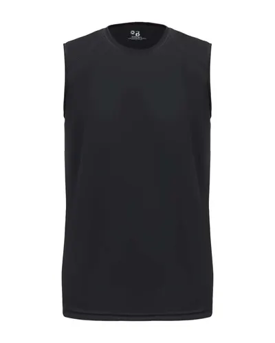 Badger 2130 Youth B-Core Sleeveless T-Shirt in Black — blank tank top, front view