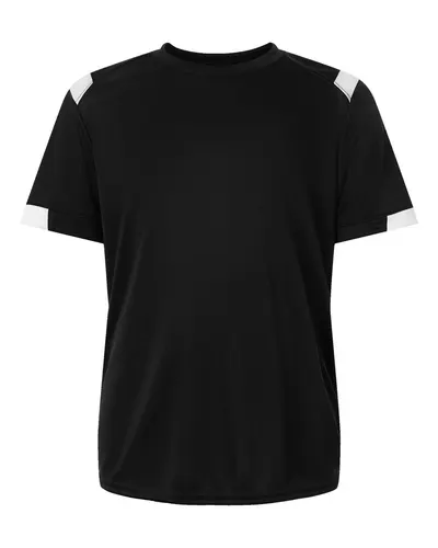 Badger 2251 Youth On The Rise T-Shirt in Black/ White — blank t-shirt, front view