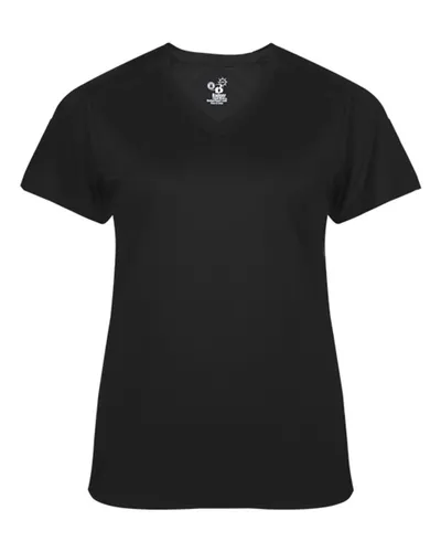 Badger 4062 Women's Ultimate SoftLock™ V-Neck T-Shirt in Black — blank t-shirt, front view