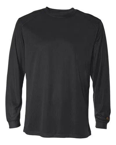 Badger 4104 Unisex B-Core Long Sleeve T-Shirt in Black — blank long sleeve tee, front view