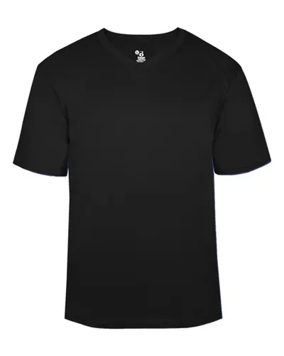 Badger 4124 Men's B-Core V-Neck T-Shirt in Black — blank t-shirt, front view