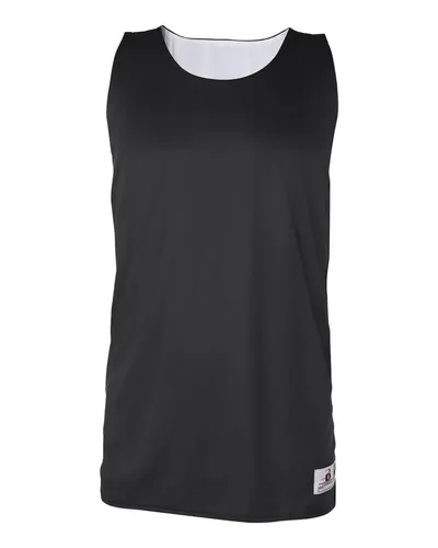 Badger 4129 Men's B-Core Reversible Tank Top in Black — blank tank top, front view