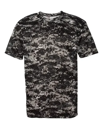 Badger 4180 Men's Digital Camo T-Shirt in Black Digital — blank t-shirt, front view