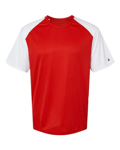 Badger 4230 Men's Breakout T-Shirt in Red/ White — blank t-shirt, front view