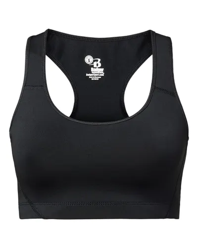 Badger 4636 Women's B-Sport Bra Top in Black — blank garment, front view
