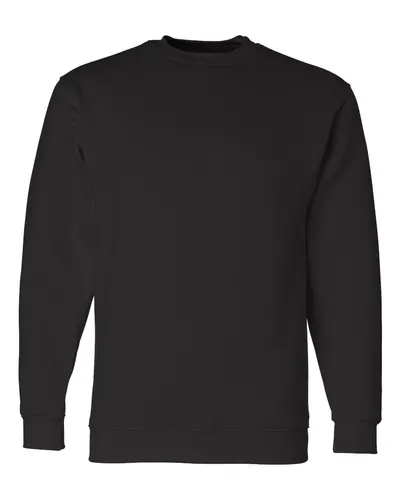 Bayside 1102 Unisex USA-Made Crewneck Sweatshirt in Black — blank crewneck sweatshirt, front view