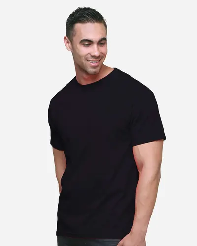 Bayside 2925 Men's Union-Made Fine Jersey T-Shirt in Black — blank t-shirt, front view