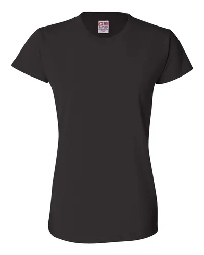 Bayside 3325 Women's USA-Made T-Shirt in Black — blank t-shirt, front view