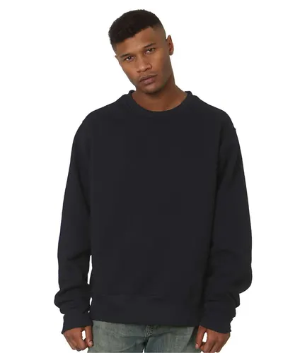 Bayside 4025 Unisex USA-Made Super Heavy Oversized Crewneck Sweatshirt in Black — blank crewneck sweatshirt, front view
