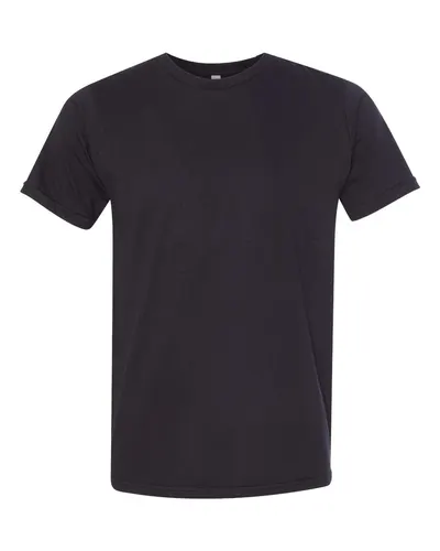 Bayside 5000 Unisex USA-Made Fine Jersey T-Shirt in Black — blank t-shirt, front view