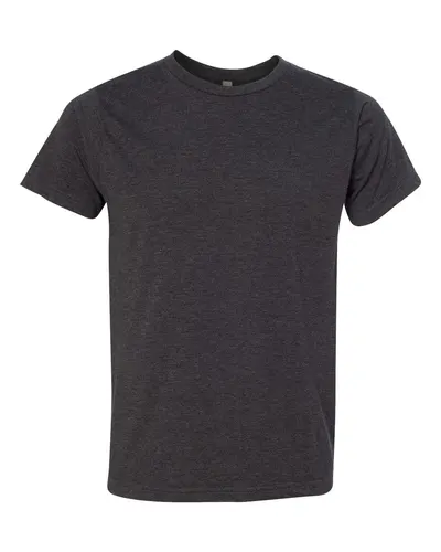 Bayside 5010 Unisex USA-Made 50/50 Fine Jersey T-Shirt in Heather Charcoal — blank t-shirt, front view