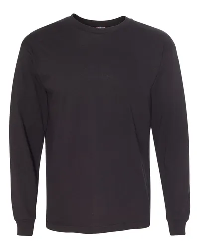 Bayside 5060 Unisex USA-Made Long Sleeve T-Shirt in Black — blank long sleeve tee, front view