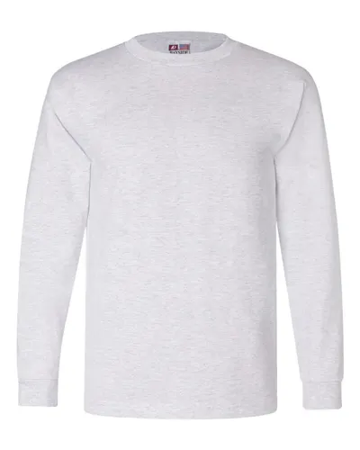Bayside 6100 Unisex USA-Made Long Sleeve T-Shirt in Ash — blank long sleeve tee, front view