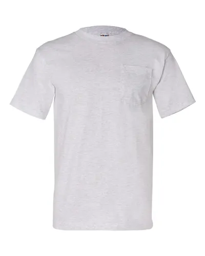 Bayside 7100 Unisex USA-Made Pocket T-Shirt in Ash — blank t-shirt, front view