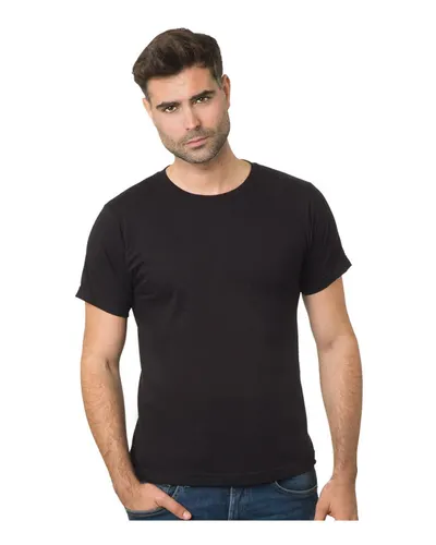 Bayside 9500 Unisex Fine Jersey T-Shirt in Black — blank t-shirt, front view